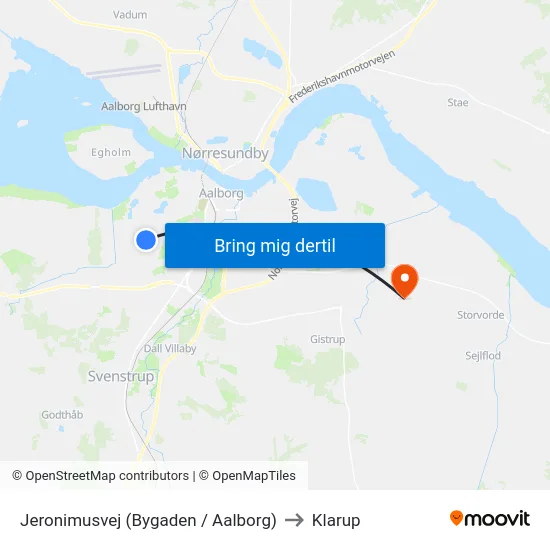 Jeronimusvej (Bygaden / Aalborg) to Klarup map