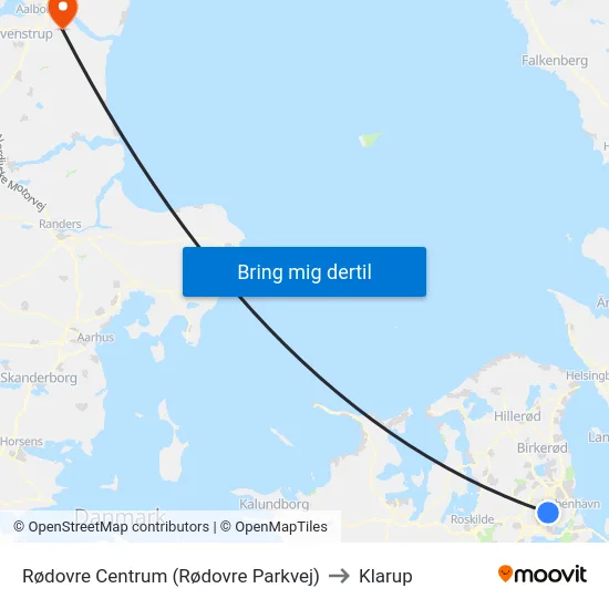 Rødovre Centrum (Rødovre Parkvej) to Klarup map
