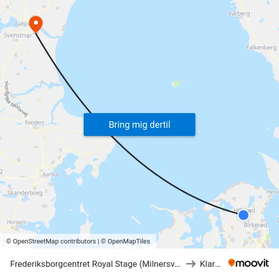 Frederiksborgcentret Royal Stage (Milnersvej) to Klarup map