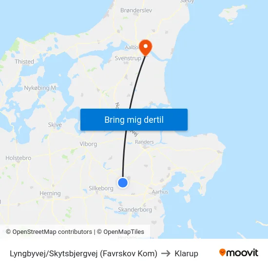 Lyngbyvej/Skytsbjergvej (Favrskov Kom) to Klarup map