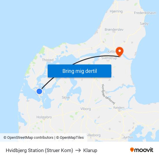 Hvidbjerg Station (Struer Kom) to Klarup map