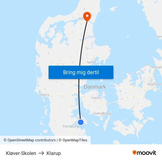 Kløver-Skolen to Klarup map