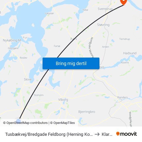 Tusbækvej/Bredgade Feldborg (Herning Kom) to Klarup map