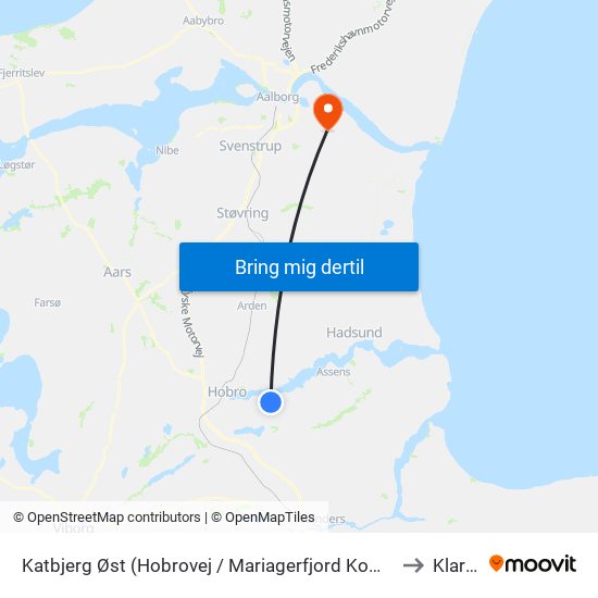 Katbjerg Øst (Hobrovej / Mariagerfjord Kommune) to Klarup map