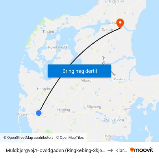 Muldbjergvej/Hovedgaden (Ringkøbing-Skjern Kom) to Klarup map