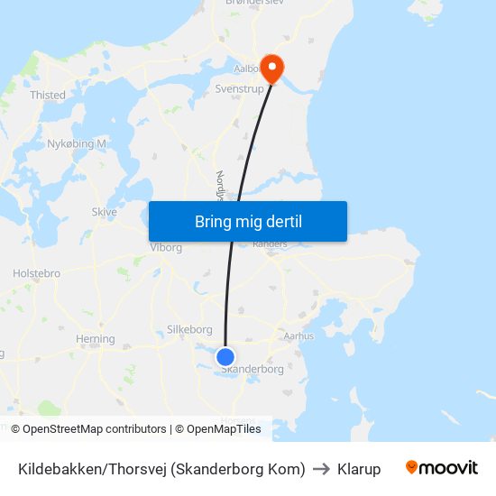 Kildebakken/Thorsvej (Skanderborg Kom) to Klarup map