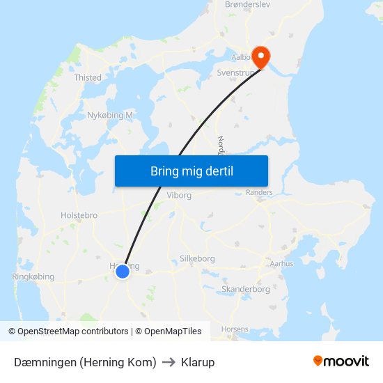 Dæmningen (Herning Kom) to Klarup map