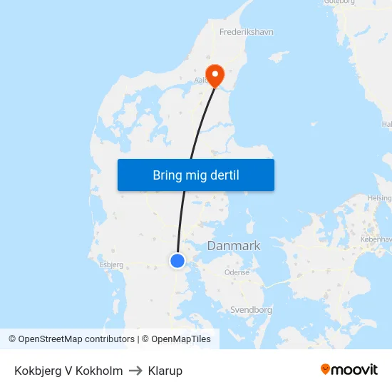Kokbjerg V Kokholm to Klarup map