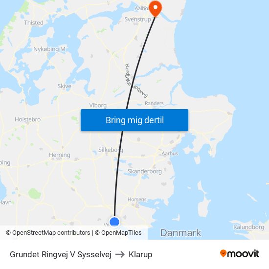 Grundet Ringvej V Sysselvej to Klarup map