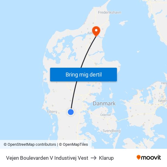 Vejen Boulevarden V Industivej Vest to Klarup map