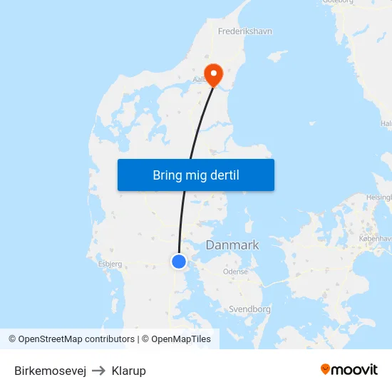 Birkemosevej to Klarup map