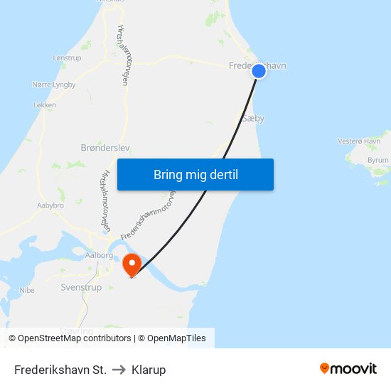 Frederikshavn St. to Klarup map