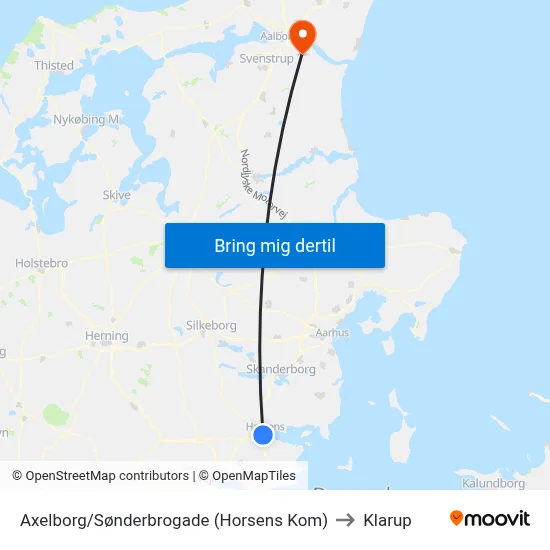 Axelborg/Sønderbrogade (Horsens Kom) to Klarup map