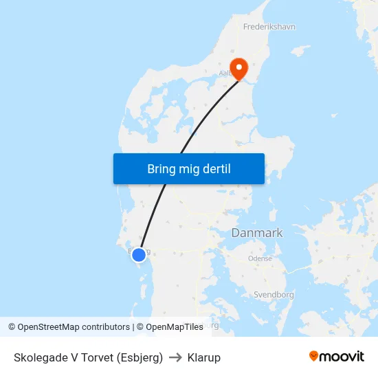Skolegade V Torvet (Esbjerg) to Klarup map