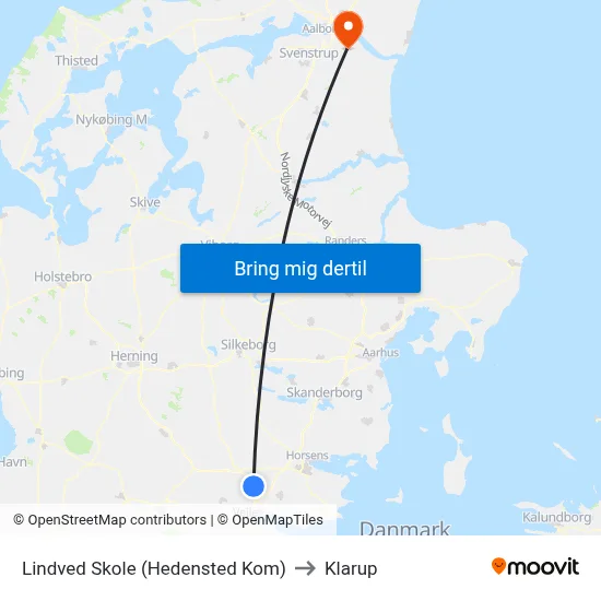 Lindved Skole (Hedensted Kom) to Klarup map