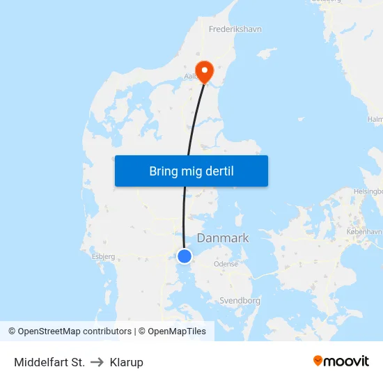 Middelfart St. to Klarup map