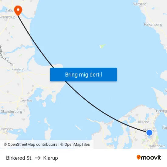 Birkerød St. to Klarup map