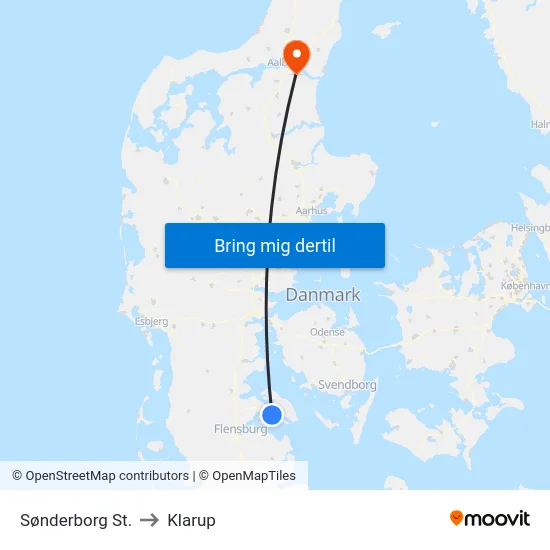 Sønderborg St. to Klarup map