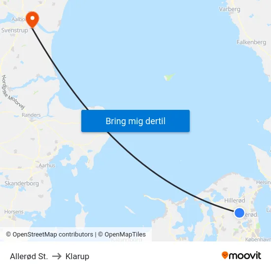Allerød St. to Klarup map