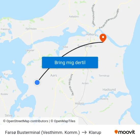 Farsø Busterminal (Vesthimm. Komm.) to Klarup map