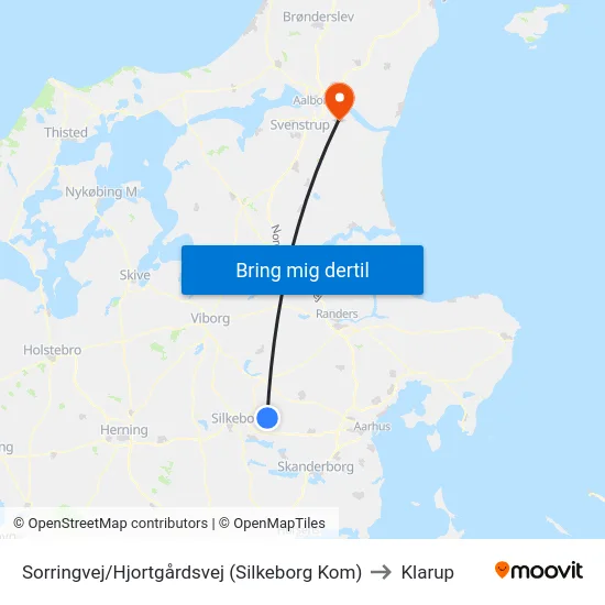 Sorringvej/Hjortgårdsvej (Silkeborg Kom) to Klarup map