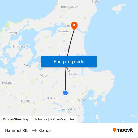 Hammel Rtb. to Klarup map