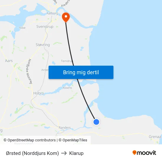Ørsted (Norddjurs Kom) to Klarup map