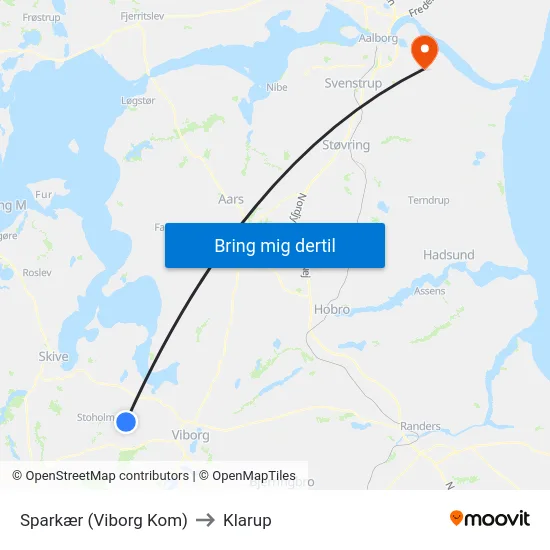 Sparkær (Viborg Kom) to Klarup map