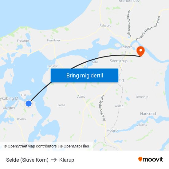 Selde (Skive Kom) to Klarup map