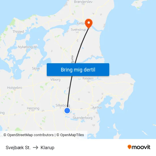Svejbæk St. to Klarup map