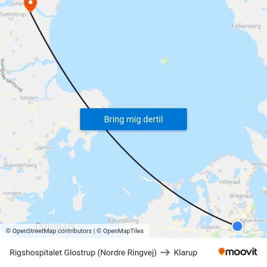 Rigshospitalet Glostrup (Nordre Ringvej) to Klarup map
