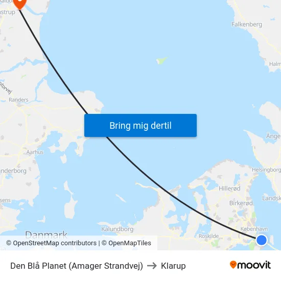 Den Blå Planet (Amager Strandvej) to Klarup map