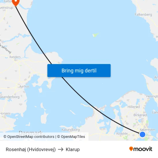 Rosenhøj (Hvidovrevej) to Klarup map