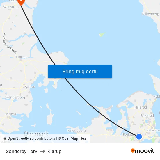 Sønderby Torv to Klarup map
