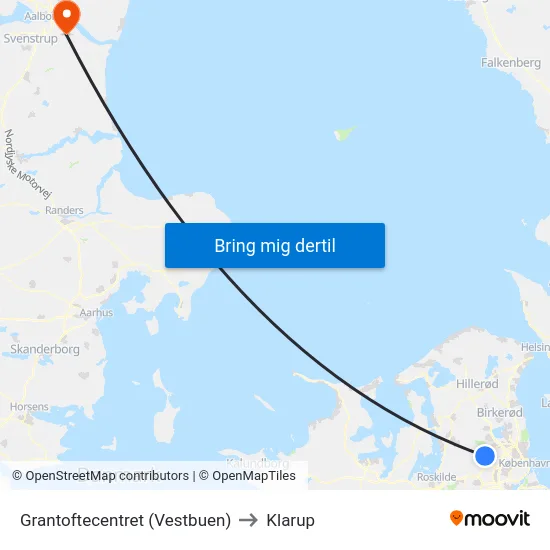 Grantoftecentret (Vestbuen) to Klarup map