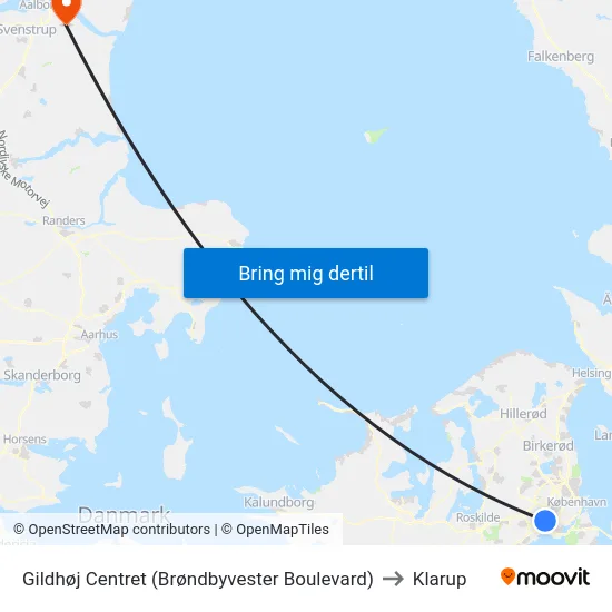 Gildhøj Centret (Brøndbyvester Boulevard) to Klarup map