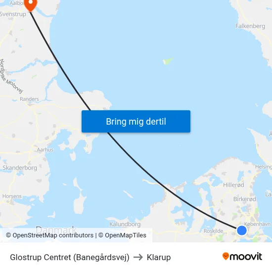 Glostrup Centret (Banegårdsvej) to Klarup map