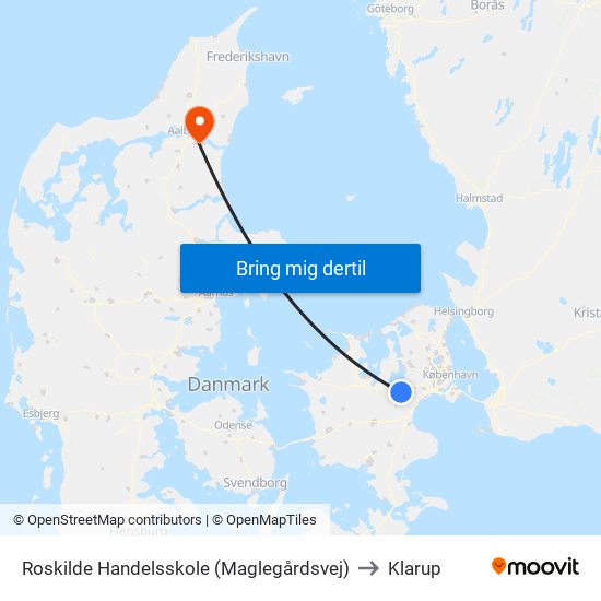 Roskilde Handelsskole (Maglegårdsvej) to Klarup map