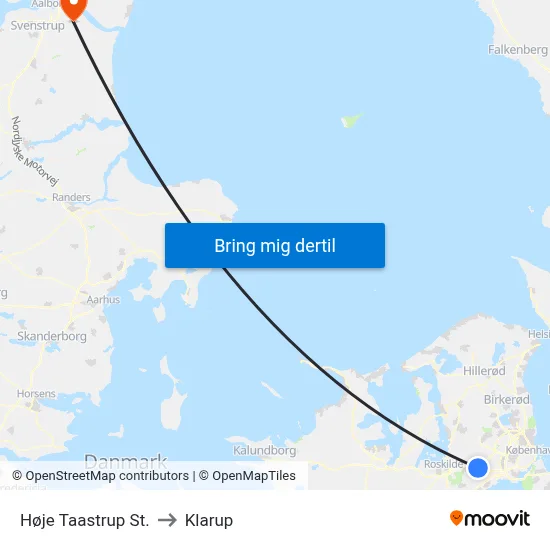 Høje Taastrup St. to Klarup map