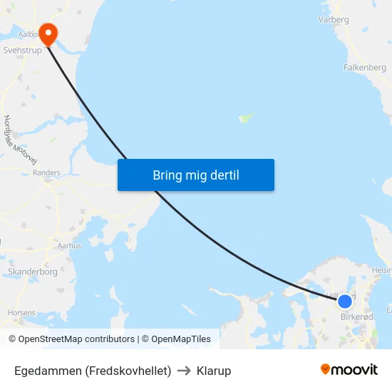 Egedammen (Fredskovhellet) to Klarup map