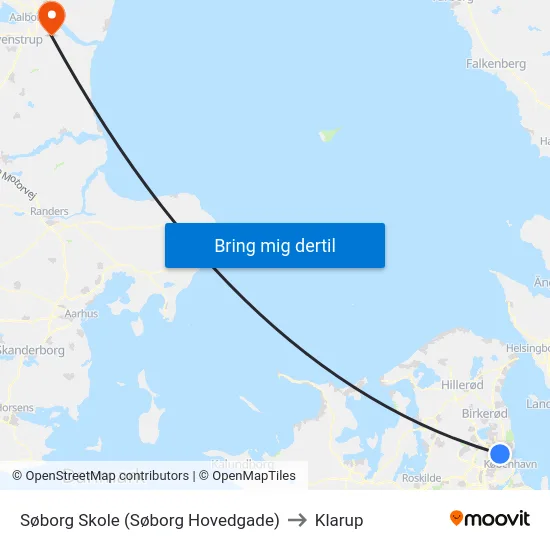 Søborg Skole (Søborg Hovedgade) to Klarup map