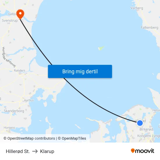 Hillerød St. to Klarup map