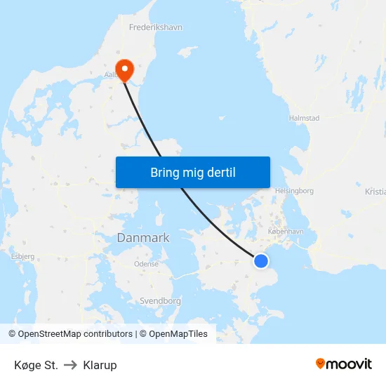 Køge St. to Klarup map
