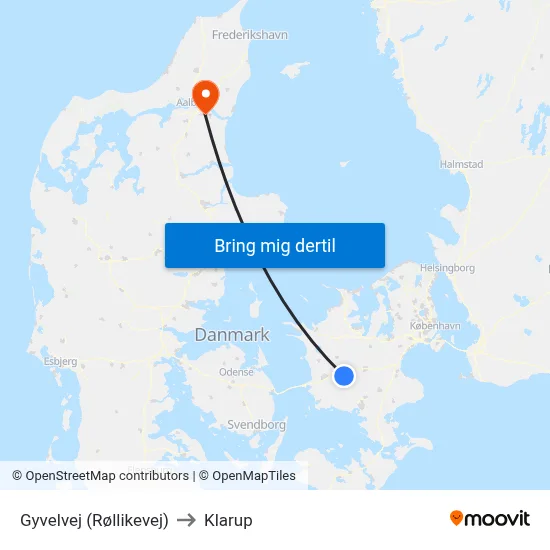 Gyvelvej (Røllikevej) to Klarup map