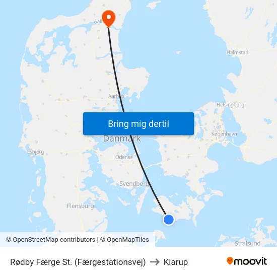 Rødby Færge St. (Færgestationsvej) to Klarup map