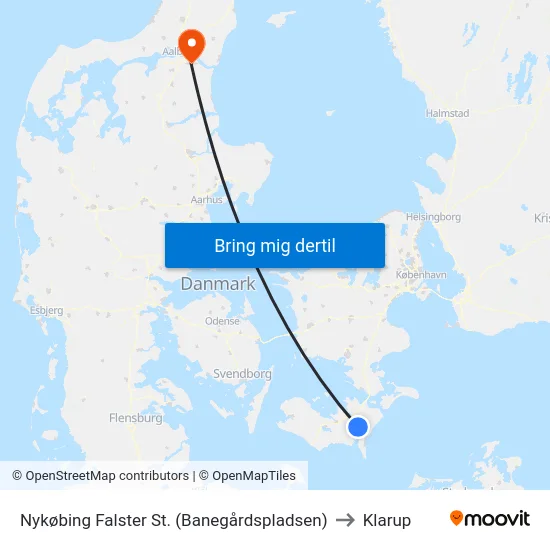 Nykøbing Falster St. (Banegårdspladsen) to Klarup map