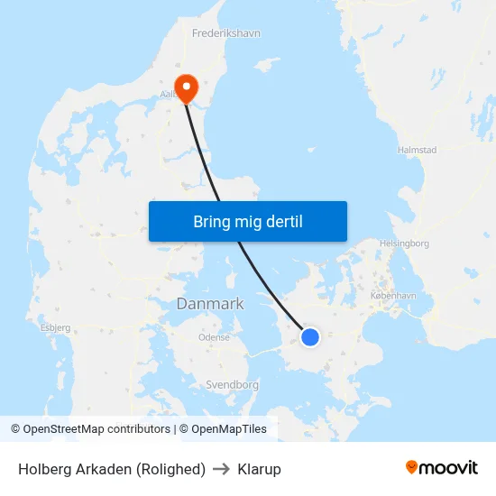 Holberg Arkaden (Rolighed) to Klarup map