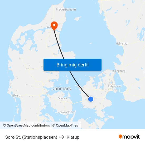Sorø St. (Stationspladsen) to Klarup map