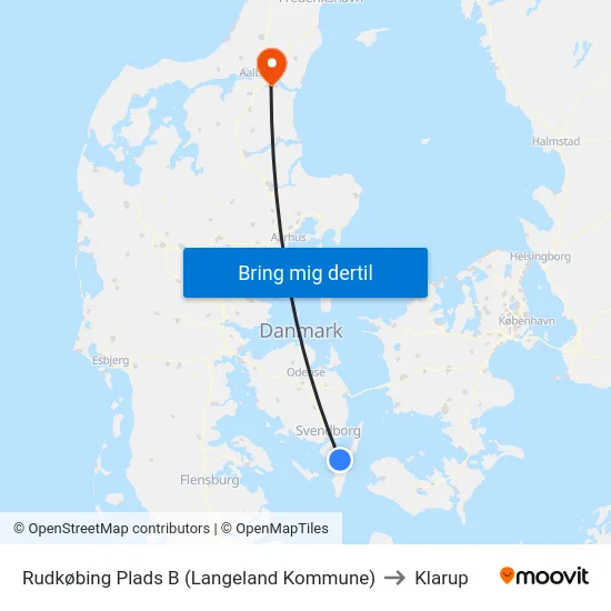 Rudkøbing Plads B (Langeland Kommune) to Klarup map