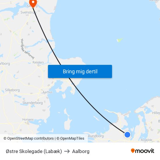 Østre Skolegade (Labæk) to Aalborg map